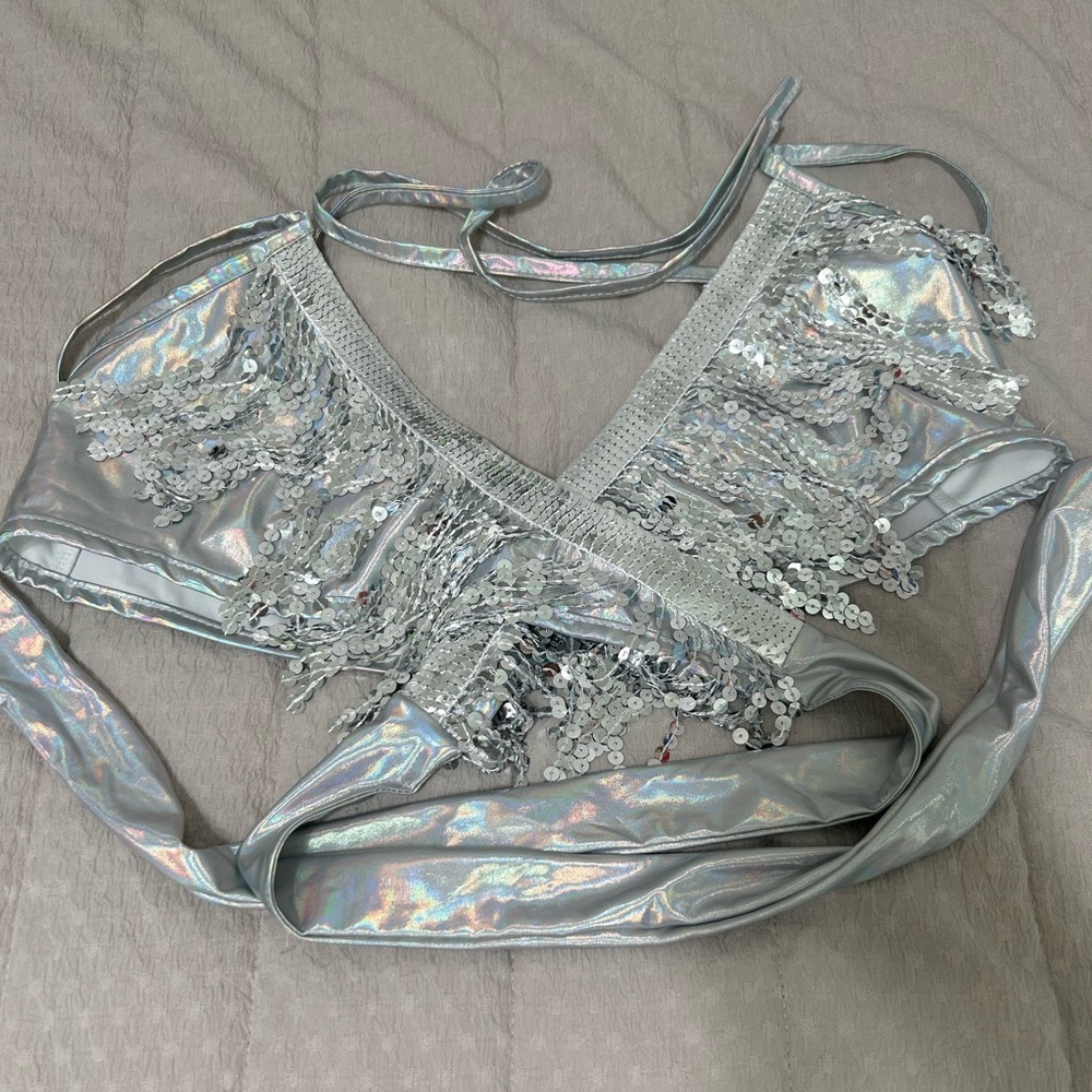 2 piece metallic silver